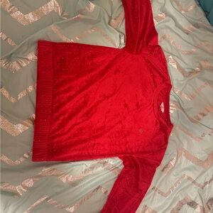 Girls size XL Juicy Couture Red Velour Top with Gold Polka Dots